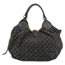 LOUIS VUITTON Monogram Denim XL Hand Bag Black M95510 LV Auth 190157SAV-2