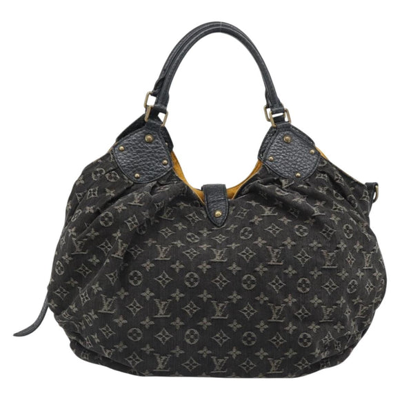 LOUIS VUITTON Monogram Denim XL Hand Bag Black M95510 LV Auth 190157SAV