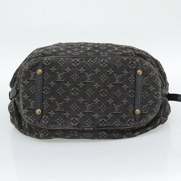 LOUIS VUITTON Monogram Denim XL Hand Bag Black M95510 LV Auth 190157SAV