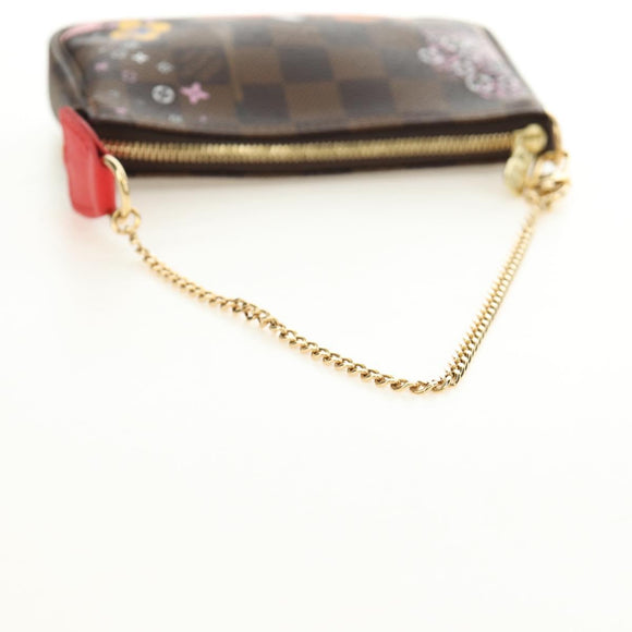 LOUIS VUITTON Damier Ebene Vivienne Mini Pochette Accessoires Auth 190175M