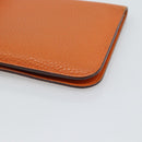 HERMES Dogon GM Wallet Togo leather Orange Silver Auth 190176A-15