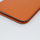HERMES Dogon GM Wallet Togo leather Orange Silver Auth 190176A-16