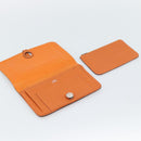 HERMES Dogon GM Wallet Togo leather Orange Silver Auth 190176A-8