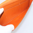 HERMES Dogon GM Wallet Togo leather Orange Silver Auth 190176A-19