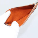 HERMES Dogon GM Wallet Togo leather Orange Silver Auth 190176A-12