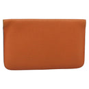HERMES Dogon GM Wallet Togo leather Orange Silver Auth 190176A-2