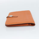 HERMES Dogon GM Wallet Togo leather Orange Silver Auth 190176A-4