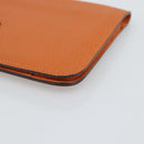 HERMES Dogon GM Wallet Togo leather Orange Silver Auth 190176A-7