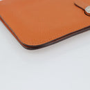 HERMES Dogon GM Wallet Togo leather Orange Silver Auth 190176A-14