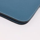 HERMES Dogon GM Wallet Togo leather Blue Silver Auth 190177M-15