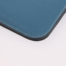 HERMES Dogon GM Wallet Togo leather Blue Silver Auth 190177M-16
