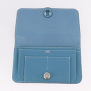 HERMES Dogon GM Wallet Togo leather Blue Silver Auth 190177M-8