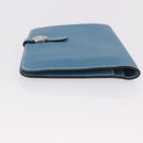 HERMES Dogon GM Wallet Togo leather Blue Silver Auth 190177M-3