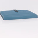 HERMES Dogon GM Wallet Togo leather Blue Silver Auth 190177M-5