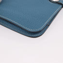HERMES Dogon GM Wallet Togo leather Blue Silver Auth 190177M-7
