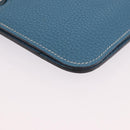 HERMES Dogon GM Wallet Togo leather Blue Silver Auth 190177M-14