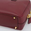 PRADA Hand Bag Safiano Leather Red Gold Auth 190179A-15