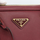 PRADA Hand Bag Safiano Leather Red Gold Auth 190179A-19
