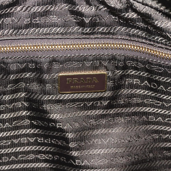 PRADA Hand Bag Safiano Leather Red Gold Auth 190179A