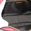 PRADA Hand Bag Safiano Leather Red Gold Auth 190179A-11