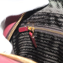 PRADA Hand Bag Safiano Leather Red Gold Auth 190179A-23