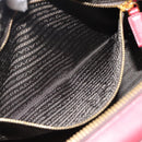 PRADA Hand Bag Safiano Leather Red Gold Auth 190179A-24