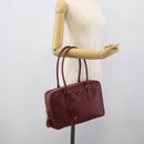 PRADA Hand Bag Safiano Leather Red Gold Auth 190179A-25