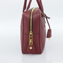 PRADA Hand Bag Safiano Leather Red Gold Auth 190179A-3