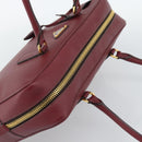 PRADA Hand Bag Safiano Leather Red Gold Auth 190179A-6