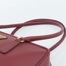 PRADA Hand Bag Safiano Leather Red Gold Auth 190179A-8