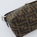 FENDI Zucca Canvas Mamma Baguette Schoudertas Zwart Bruin Auth 190180SAV-15