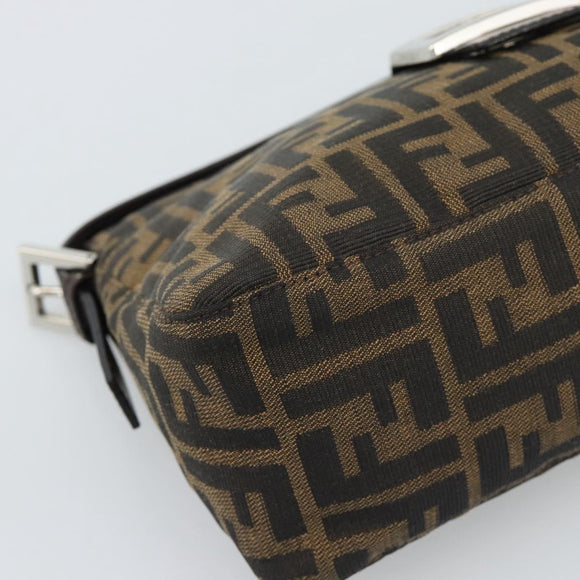 FENDI Zucca Canvas Mamma Baguette Schoudertas Zwart Bruin Auth 190180SAV