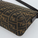 FENDI Zucca Canvas Mamma Baguette Schoudertas Zwart Bruin Auth 190180SAV-16