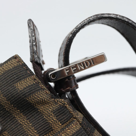 FENDI Zucca Canvas Mamma Baguette Schoudertas Zwart Bruin Auth 190180SAV