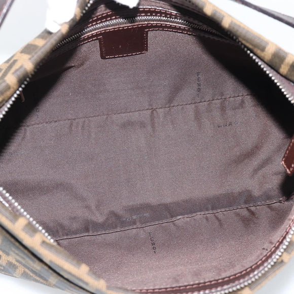 FENDI Zucca Canvas Mamma Baguette Schoudertas Zwart Bruin Auth 190180SAV