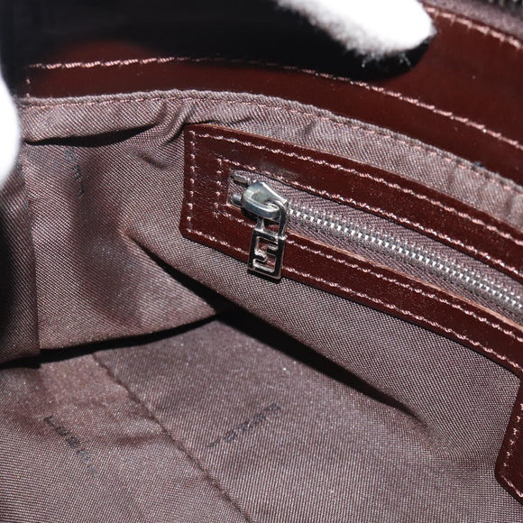 FENDI Zucca Canvas Mamma Baguette Schoudertas Zwart Bruin Auth 190180SAV
