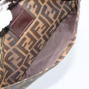 FENDI Zucca Canvas Mamma Baguette Schoudertas Zwart Bruin Auth 190180SAV-24