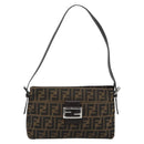 FENDI Zucca Canvas Mamma Baguette Schoudertas Zwart Bruin Auth 190180SAV-13