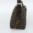 FENDI Zucca Canvas Mamma Baguette Schoudertas Zwart Bruin Auth 190180SAV-3