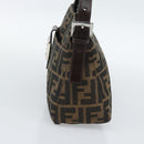 FENDI Zucca Canvas Mamma Baguette Schoudertas Zwart Bruin Auth 190180SAV-4