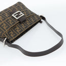 FENDI Zucca Canvas Mamma Baguette Schoudertas Zwart Bruin Auth 190180SAV-7