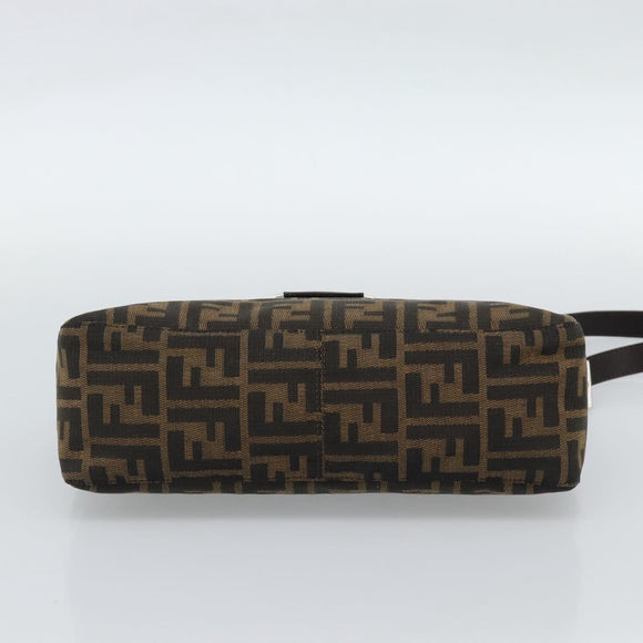 FENDI Zucca Canvas Mamma Baguette Schoudertas Zwart Bruin Auth 190180SAV