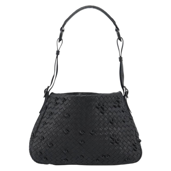 BOTTEGA VENETA INTRECCIATO Shoulder Bag Leather Black 133507 Auth 190181SAV
