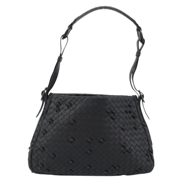 BOTTEGA VENETA INTRECCIATO Shoulder Bag Leather Black 133507 Auth 190181SAV