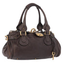 Chloe Paddington Hand Bag Leather Brown Gold Silver Auth 190182SAV-1