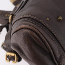 Chloe Paddington Hand Bag Leather Brown Gold Silver Auth 190182SAV-10