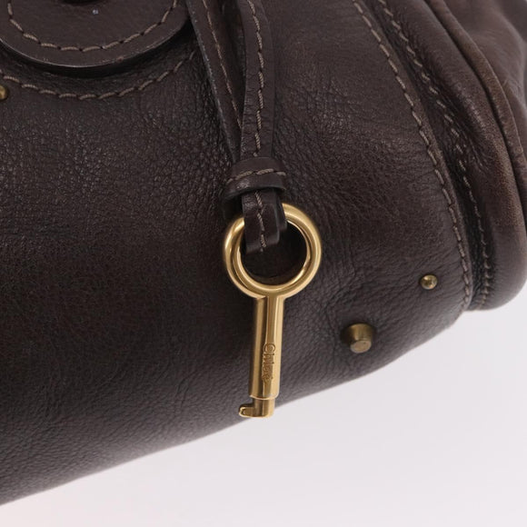 Chloe Paddington Hand Bag Leather Brown Gold Silver Auth 190182SAV