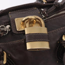 Chloe Paddington Hand Bag Leather Brown Gold Silver Auth 190182SAV-15