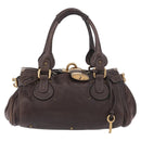 Chloe Paddington Hand Bag Leather Brown Gold Silver Auth 190182SAV-2