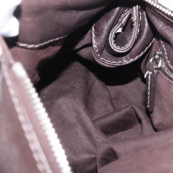 Chloe Paddington Hand Bag Leather Brown Gold Silver Auth 190182SAV